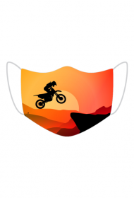 Kolorowa maseczka wielokrotnego uzytku Zachod slonca Motocyklista