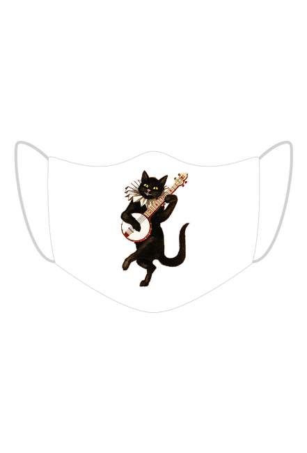 Bawełniana maseczka wielorazowa trójwarstwowa z kotem muzykantem