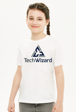 TechWizard - T-shirt dziecięcy (dziewczęcy) biały