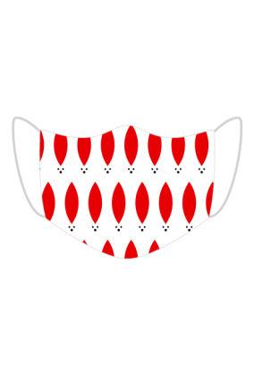 Oryginalna, stylowa maseczka z minimalistycznym symbolem lisków.