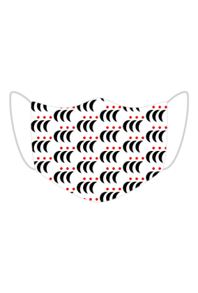 Oryginalna, stylowa maseczka ochronna z minimalistycznym symbolem trzech delfinów.