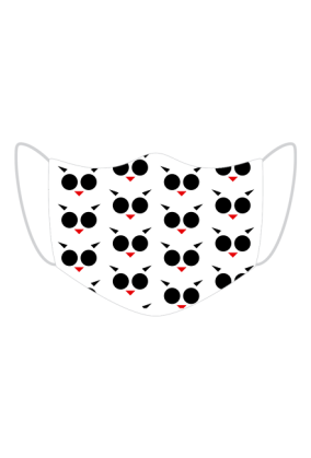 Oryginalna, stylowa maseczka z minimalistycznym symbolem sowy.