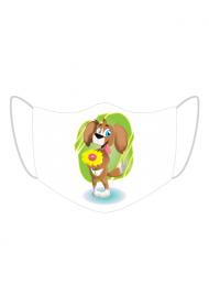 Maseczka Ochronna Pies z kwiatem