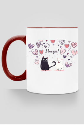 kubek, kolorowe ucho - cats i love you
