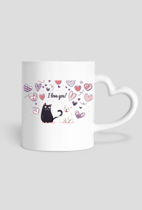 kubek, serduszko - cats i love you