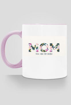 kubek, kolorowe ucho - dzień matki, mom hero