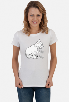 Koszulka Damska Westie Lazy Day West Highland White Terrier