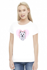 Koszulka Damska Westie W Różowym Sercu West Highland White Terrier