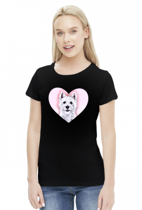 Koszulka Damska Westie W Różowym Sercu West Highland White Terrier