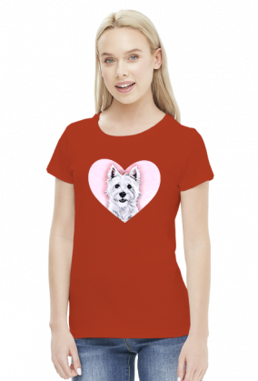 Koszulka Damska Westie W Różowym Sercu West Highland White Terrier