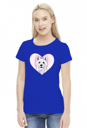 Koszulka Damska Westie W Różowym Sercu West Highland White Terrier