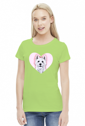 Koszulka Damska Westie W Różowym Sercu West Highland White Terrier