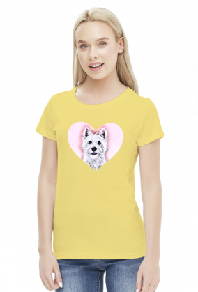 Koszulka Damska Westie W Różowym Sercu West Highland White Terrier