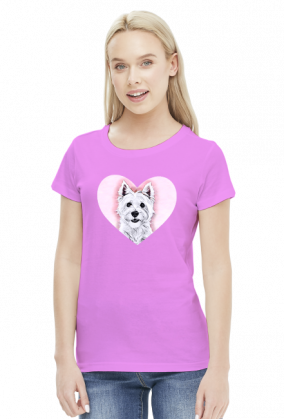 Koszulka Damska Westie W Różowym Sercu West Highland White Terrier