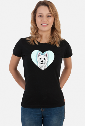 Koszulka Damska Westie W Niebieskim Sercu West Highland White Terrier