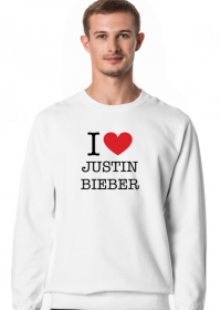 I love Justin Bieber bluza męska biała