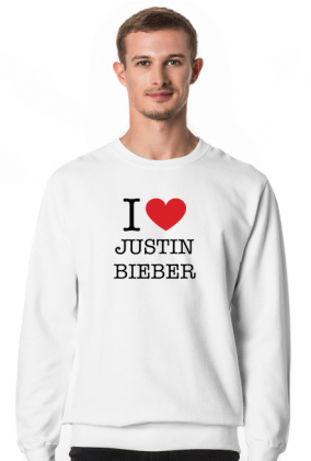 I love Justin Bieber bluza męska biała