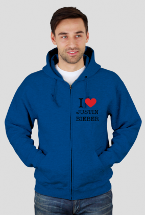 I love Justin Bieber bluza męska rozpinana z kapturem