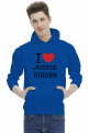 I love Justin Bieber męska bluza z kapturem