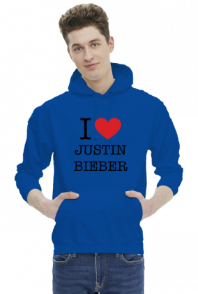 I love Justin Bieber męska bluza z kapturem