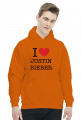 I love Justin Bieber męska bluza z kapturem