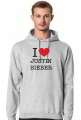 I love Justin Bieber męska bluza z kapturem