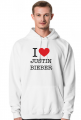 I love Justin Bieber męska bluza z kapturem