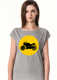 Damska koszulka z motocyklem żółty