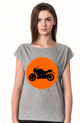 Damska koszulka z motocyklem pomarańcz