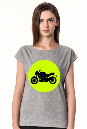 Damska koszulka z motocyklem limonka