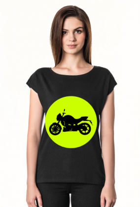 Damska koszulka z motocyklem limonka