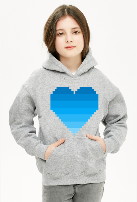 Bluza z kapturem dziecięca - pixel blue heart