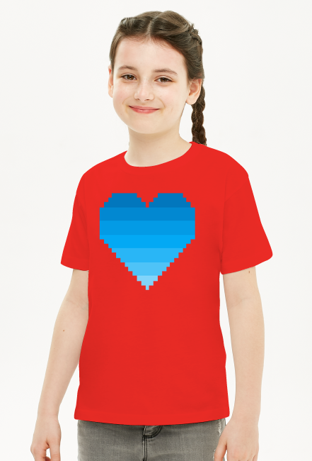 Koszulka dziecięca - pixel blue heart