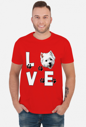 Męska Koszulka I love Westie West Highland White Terrier