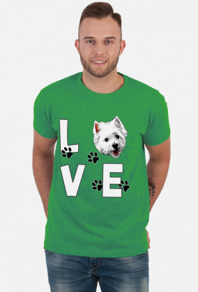 Męska Koszulka I love Westie West Highland White Terrier