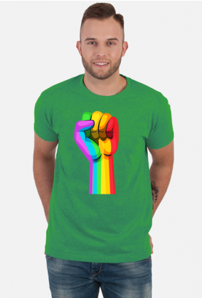 Prezenty dla geja - Koszulka kolorowa pięść