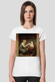 Koci król t-shirt, biały sztuka