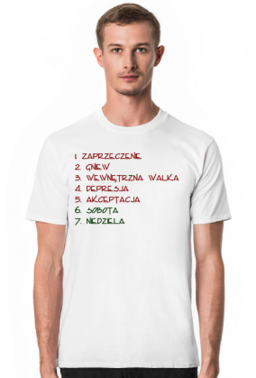 Koszulka męska - Tydzień: Zaprzeczenie, gniew, wewnętrzna walka, depresja, akceptacja, Sobota, Niedziela