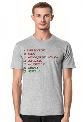 Koszulka męska - Tydzień: Zaprzeczenie, gniew, wewnętrzna walka, depresja, akceptacja, Sobota, Niedziela