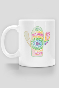 Kubek tęczowy kaktus mandala