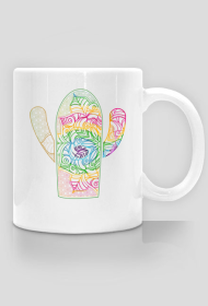 Kubek tęczowy kaktus mandala