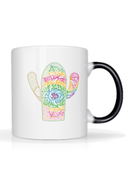 Kubek tęczowy kaktus mandala