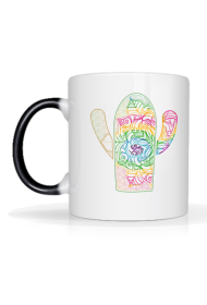 Kubek tęczowy kaktus mandala