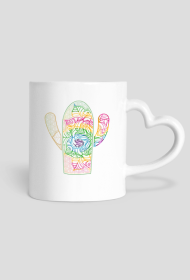 Kubek tęczowy kaktus mandala