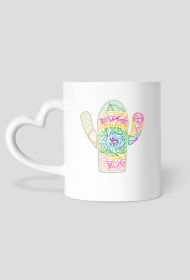 Kubek tęczowy kaktus mandala