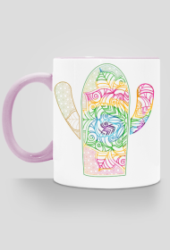 Kubek tęczowy kaktus mandala