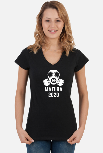Koszulka damska V-neck MATURA 2020 czarna