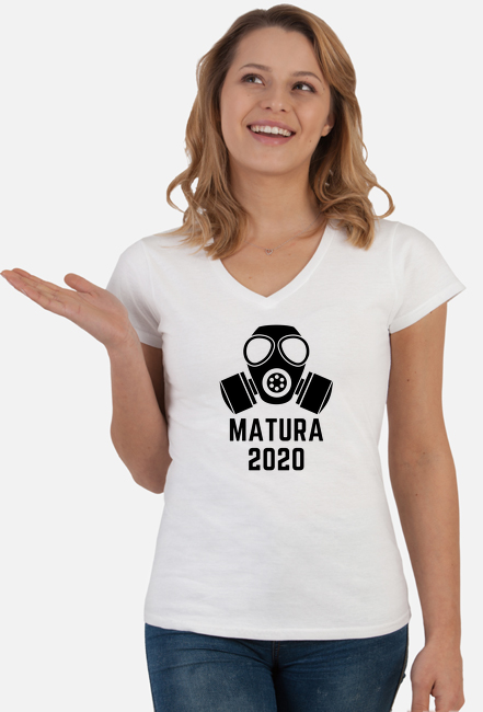 Koszulka damska V-neck MATURA 2020 biała