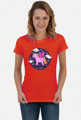 T-shirt damski - Jednorożec pośród gwiazd
