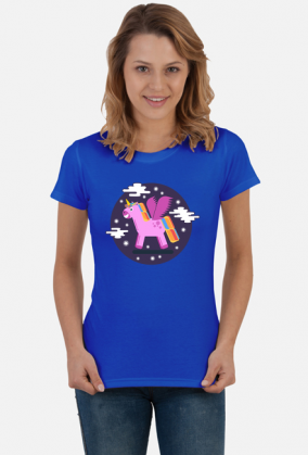 T-shirt damski - Jednorożec pośród gwiazd